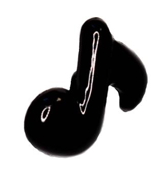 Kids button as note made of plastic in black 19 mm 0,47 inch